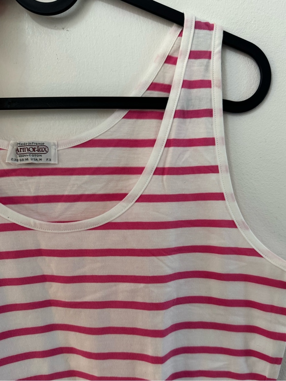 ARMOR-LUX vintage deadstock pink striped tank size MEDIUM